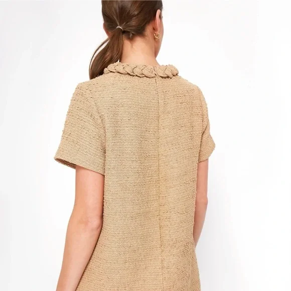 Tuckernuck Jackie Tweed Shift Dress Croissant Tan Preppy Womens Small - Picture 2 of 16